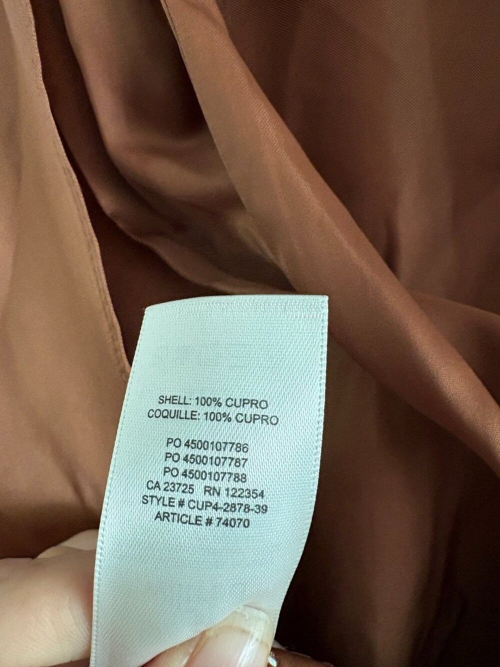 Aritzia Wilfred Leigh Blouse High Shine Backless Satin Brown Copper Size XS - Picture 8 of 8